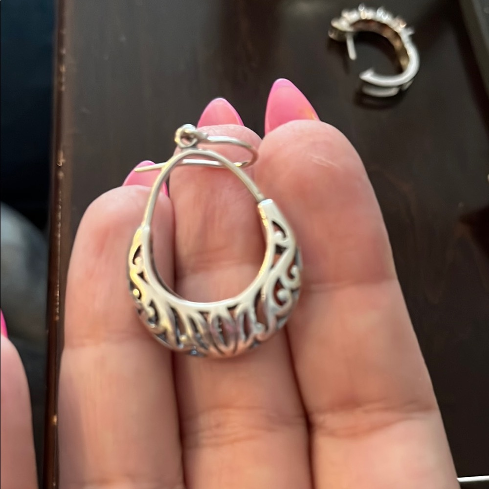 .925 Sterling Silver Filigree Earrings - Picture 4 of 5